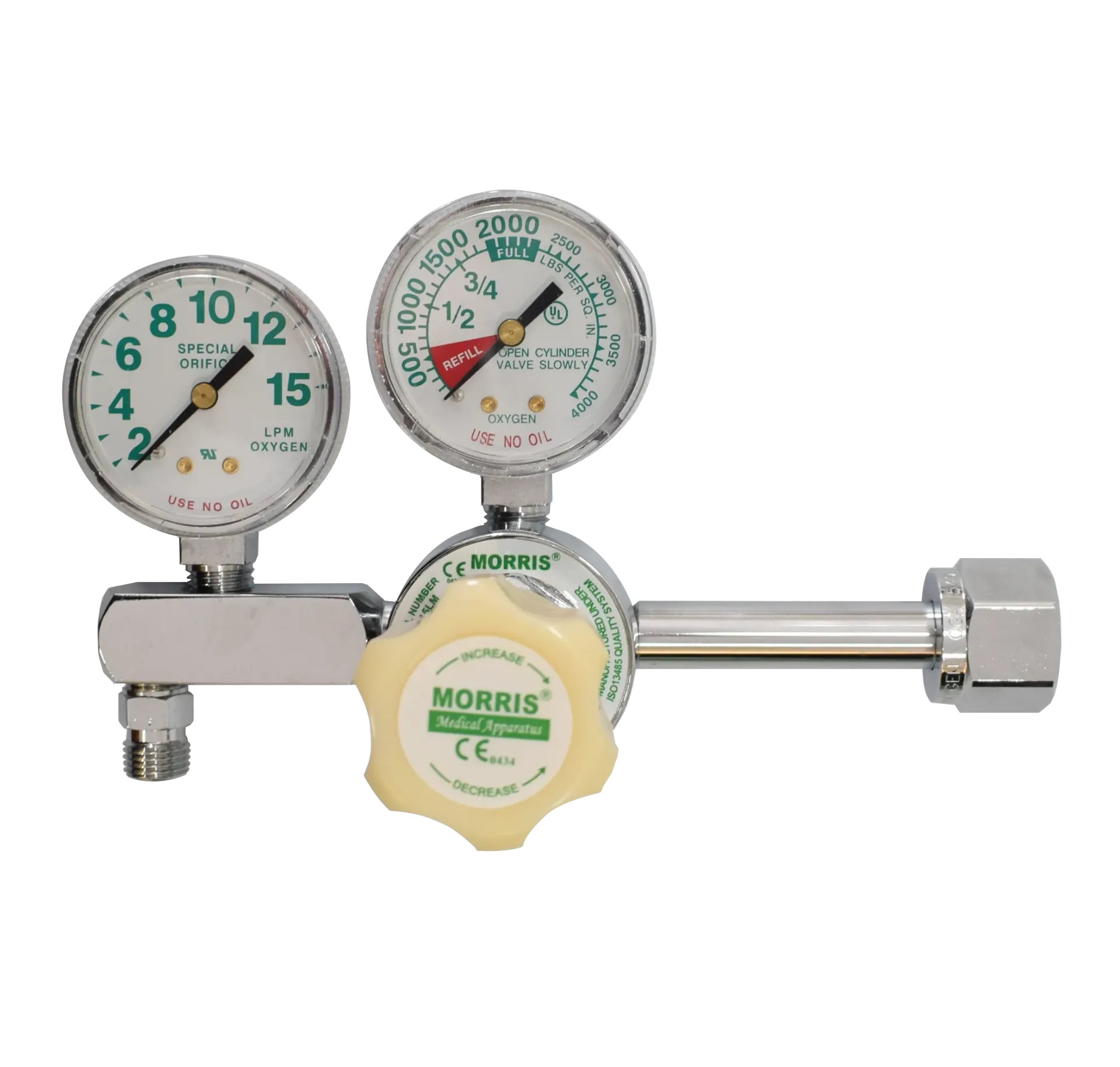 REGULADOR DE OXIGENO CON DOS MANOMETROS CGA 540 - MORRIS